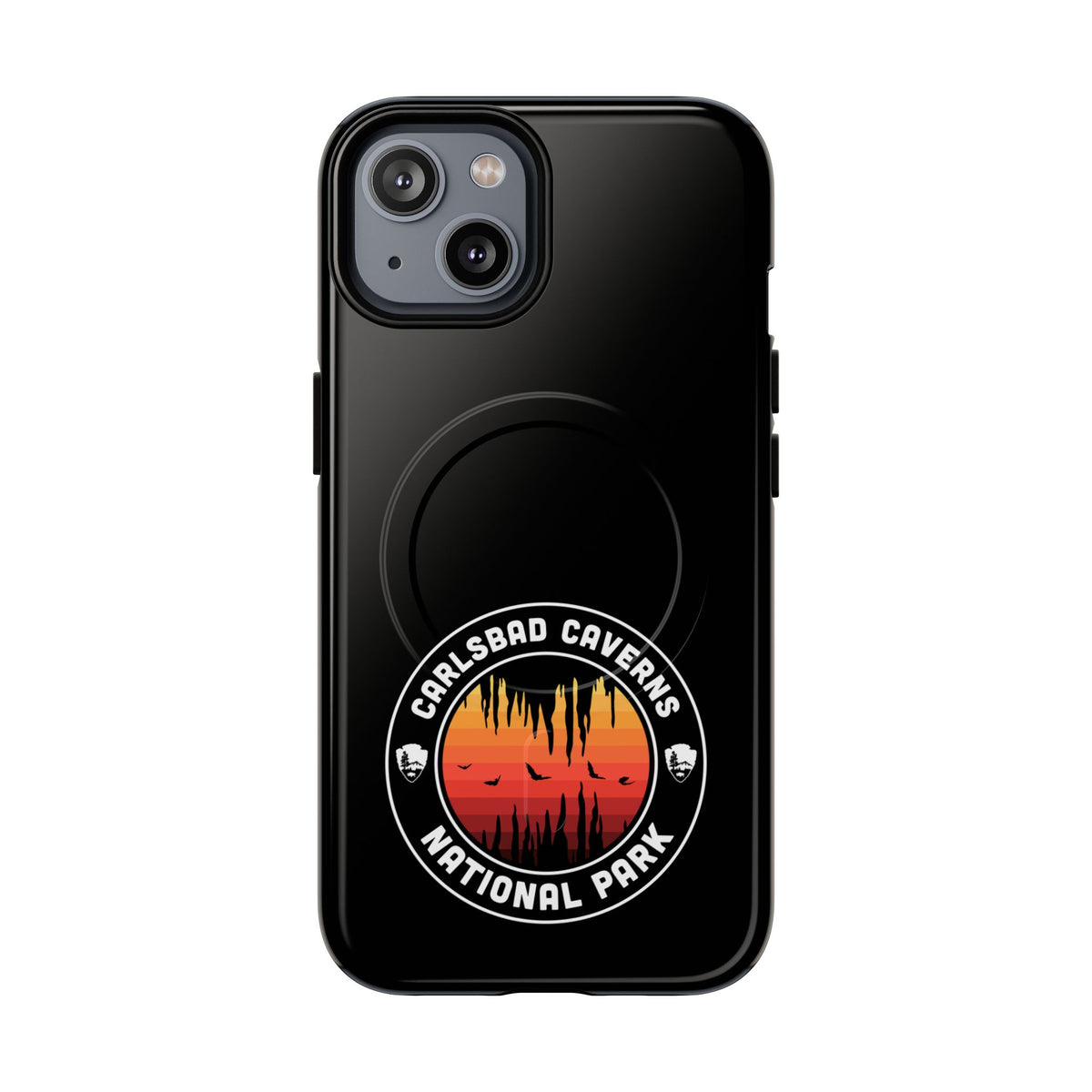 Carlsbad Caverns National Park iPhone Case with MagSafe - Orange Round Emblem Design