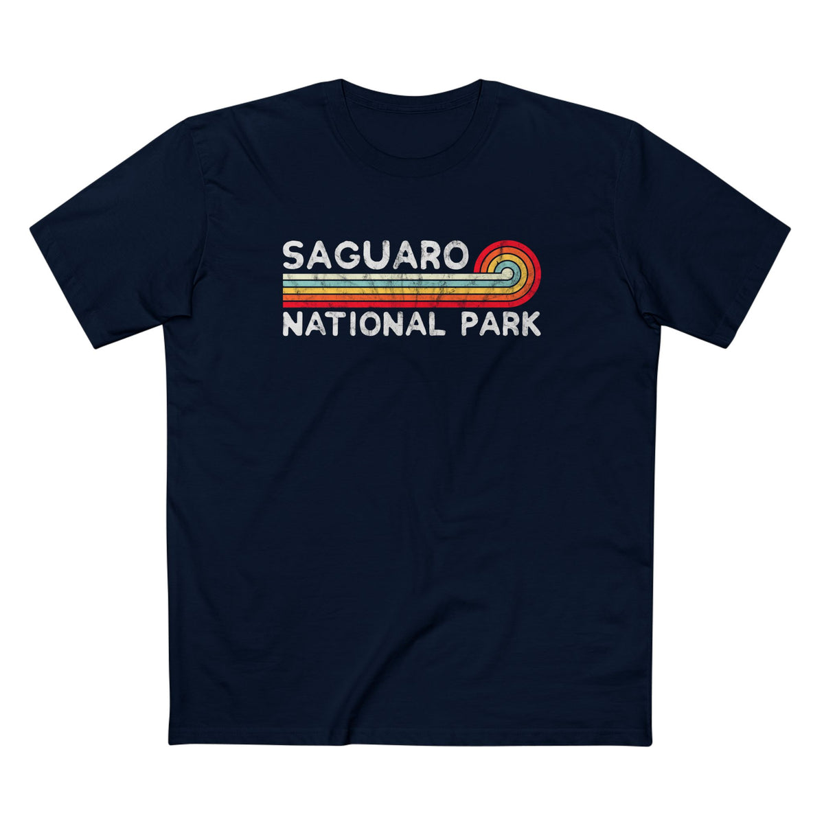 Saguaro National Park T-Shirt - Vintage Stretched Sunrise in Navy