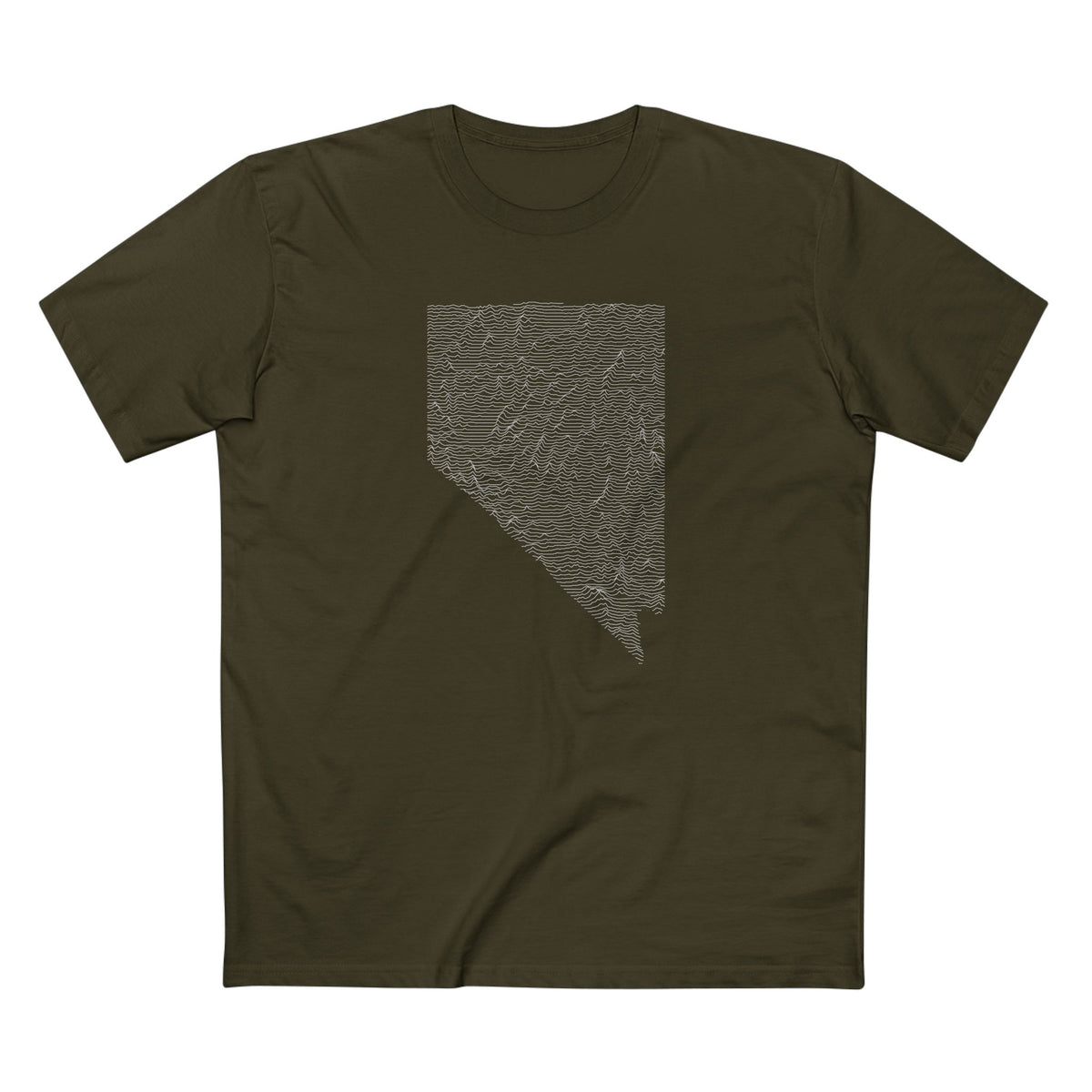 Nevada T-Shirt - Topographical Lines Unknown Pleasures in Army
