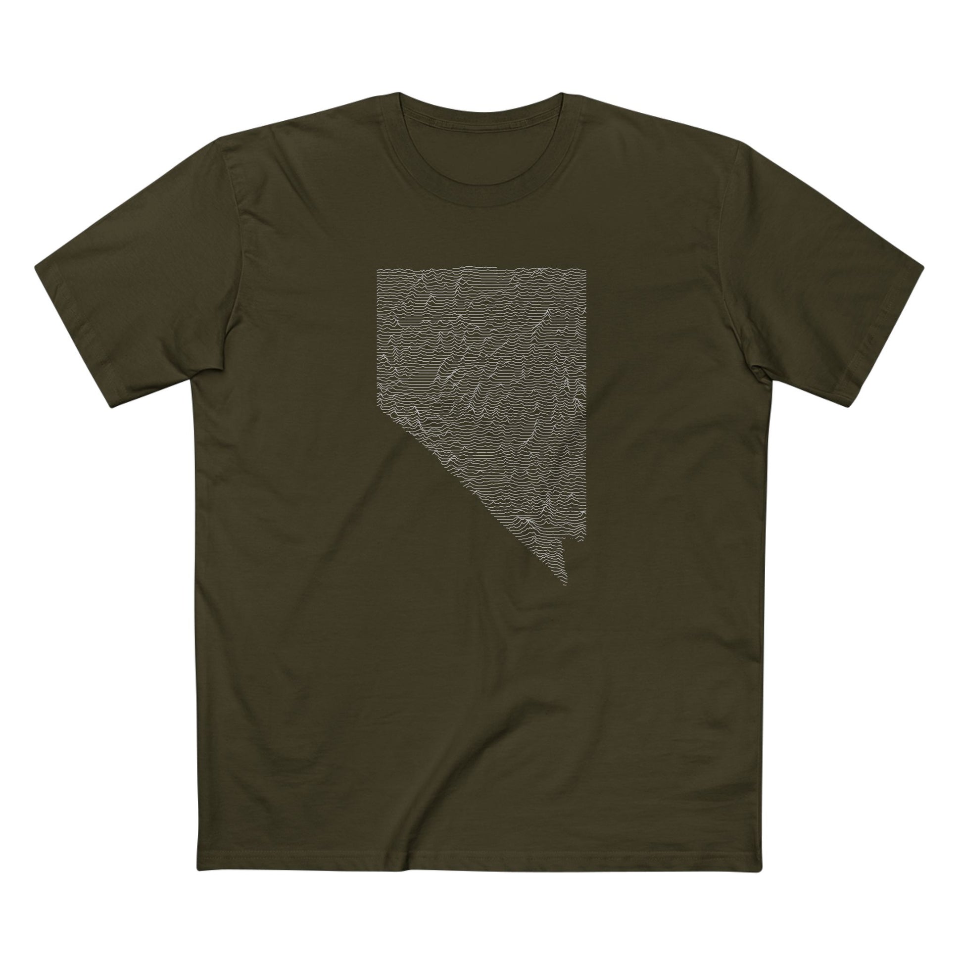 Nevada T-Shirt - Topographical Lines Unknown Pleasures in Army