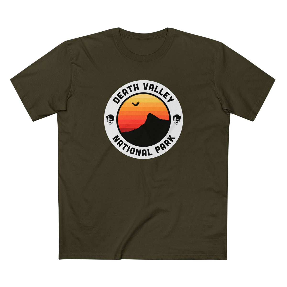 Death Valley National Park T-Shirt - Round Badge Design in Army