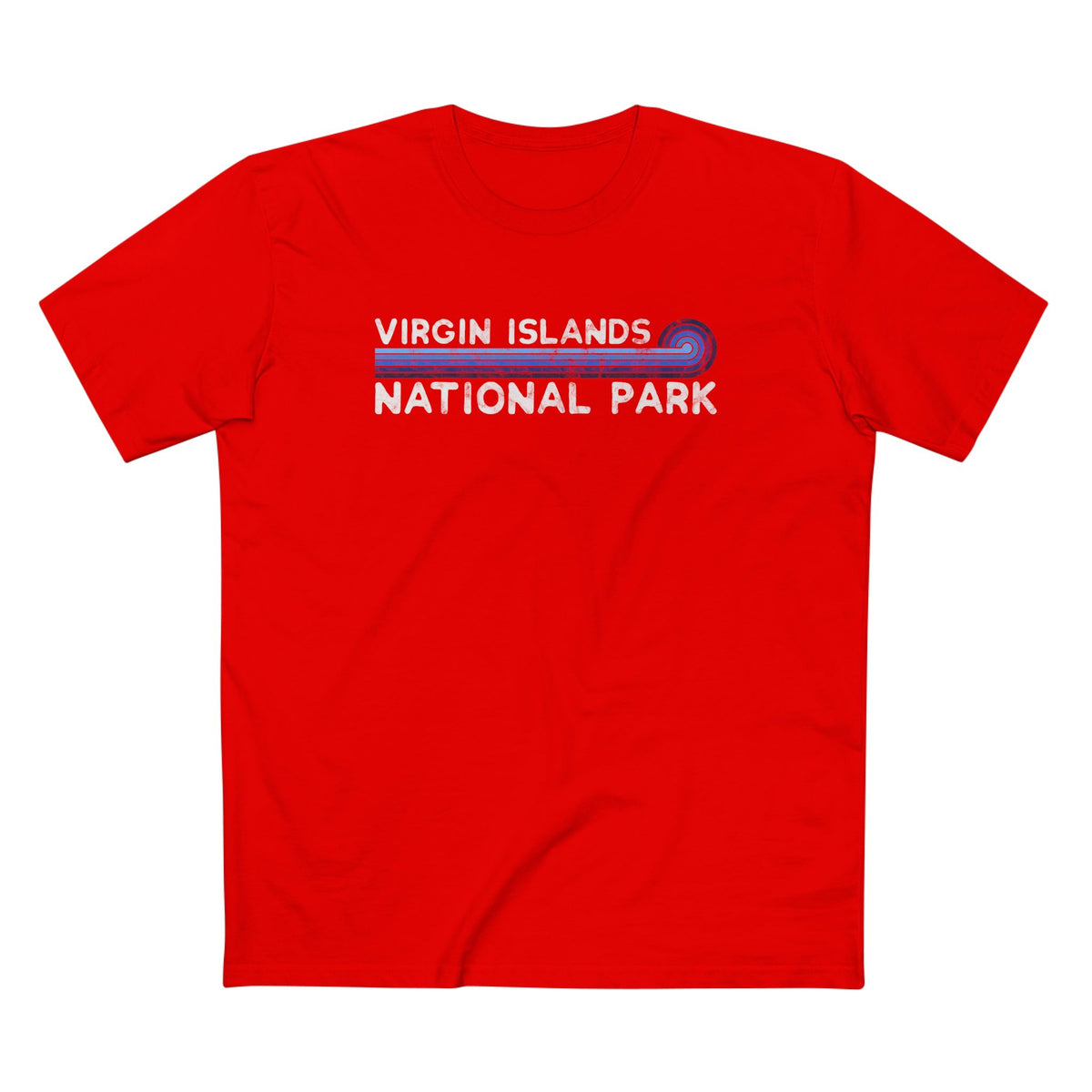 Virgin Islands National Park T-Shirt - Blue Vintage Stretched Sunrise in Red