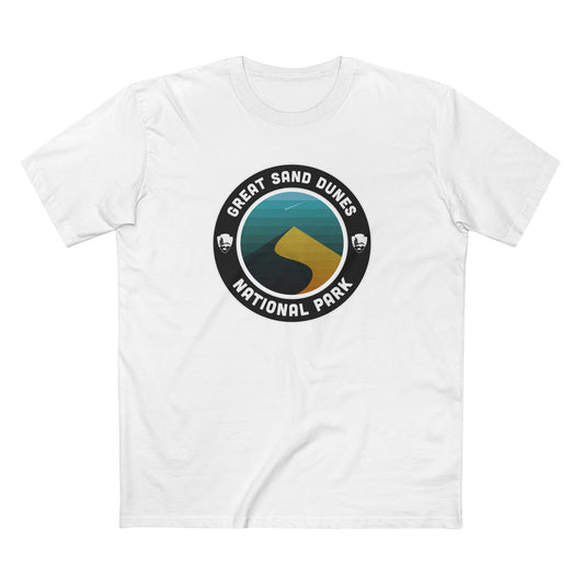 Great Sand Dunes National Park T-Shirt - Round Badge Design in White