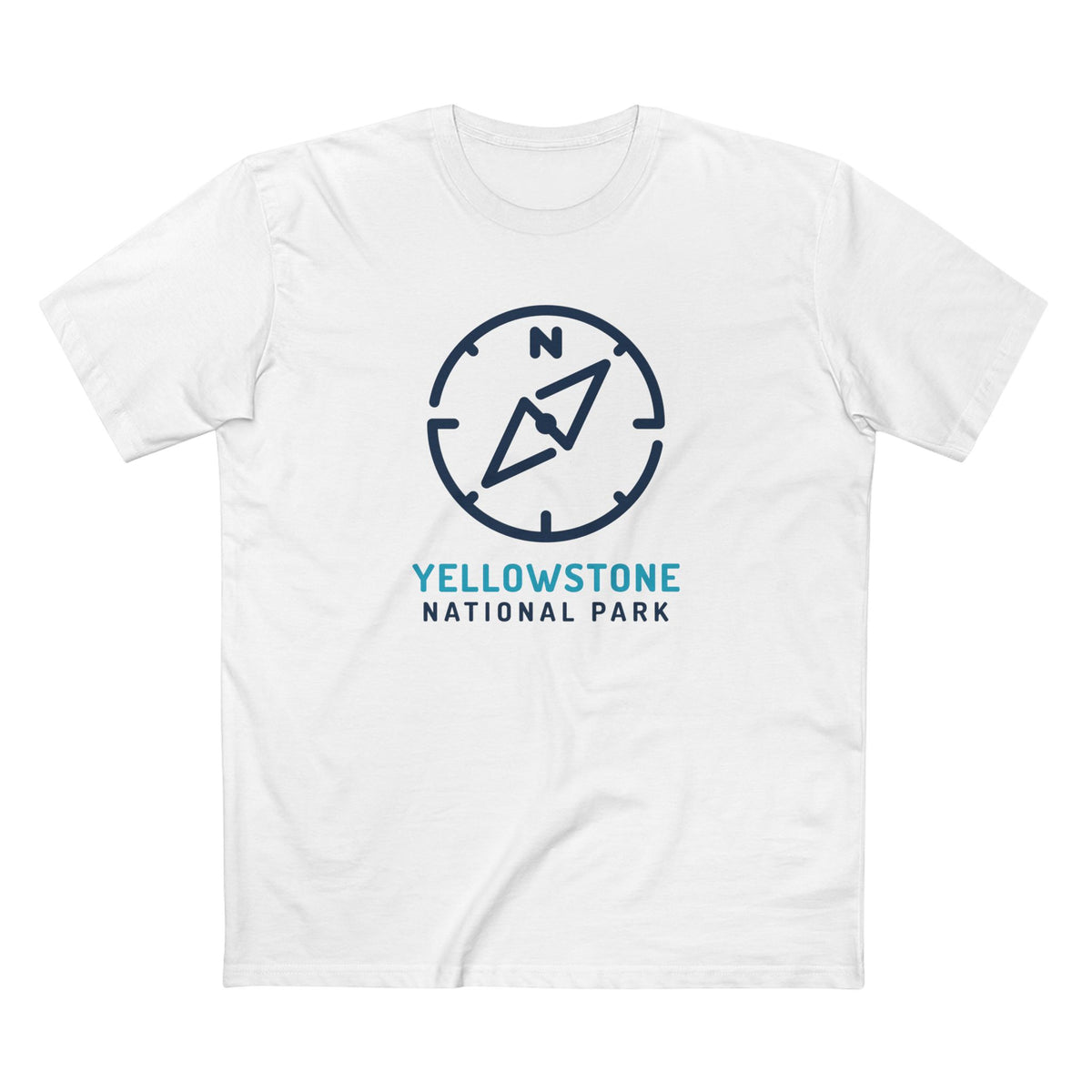 Yellowstone National Park T-Shirt Compass Design in White