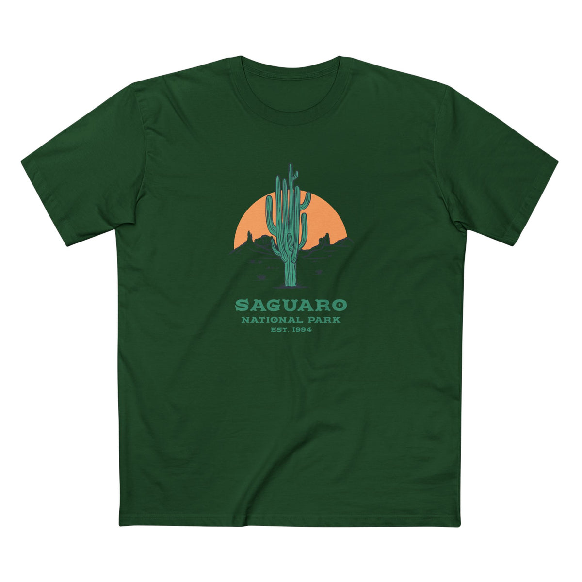 Saguaro National Park T-Shirt - Saguaro Cactus in Forest Green