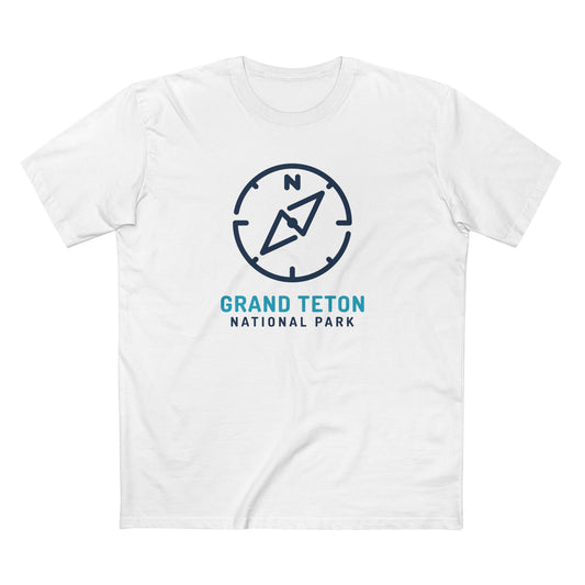 Grand Teton National Park T-Shirt Compass Design in White