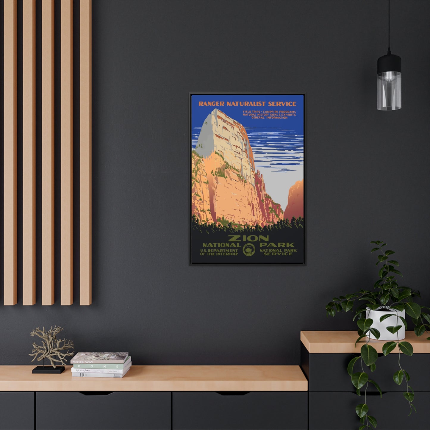 Zion National Park Framed Canvas - WPA Poster