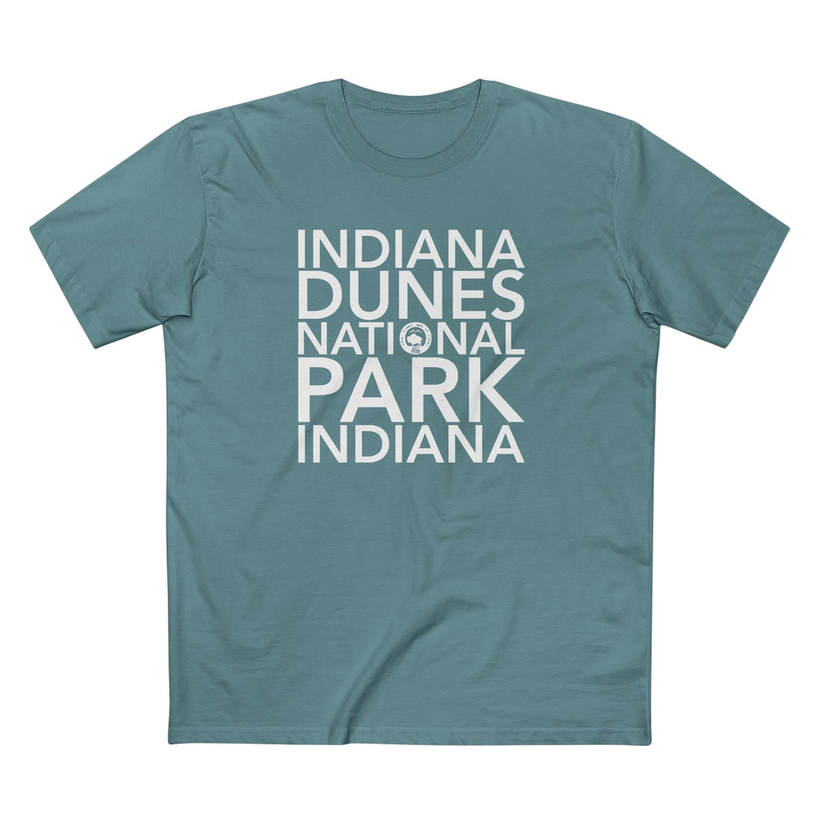 Indiana Dunes National Park T-Shirt Block Text in Slate Blue