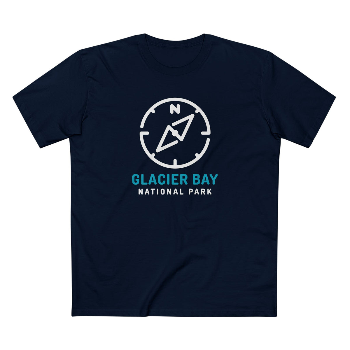 Glacier Bay National Park T-Shirt Compass Design in Navy