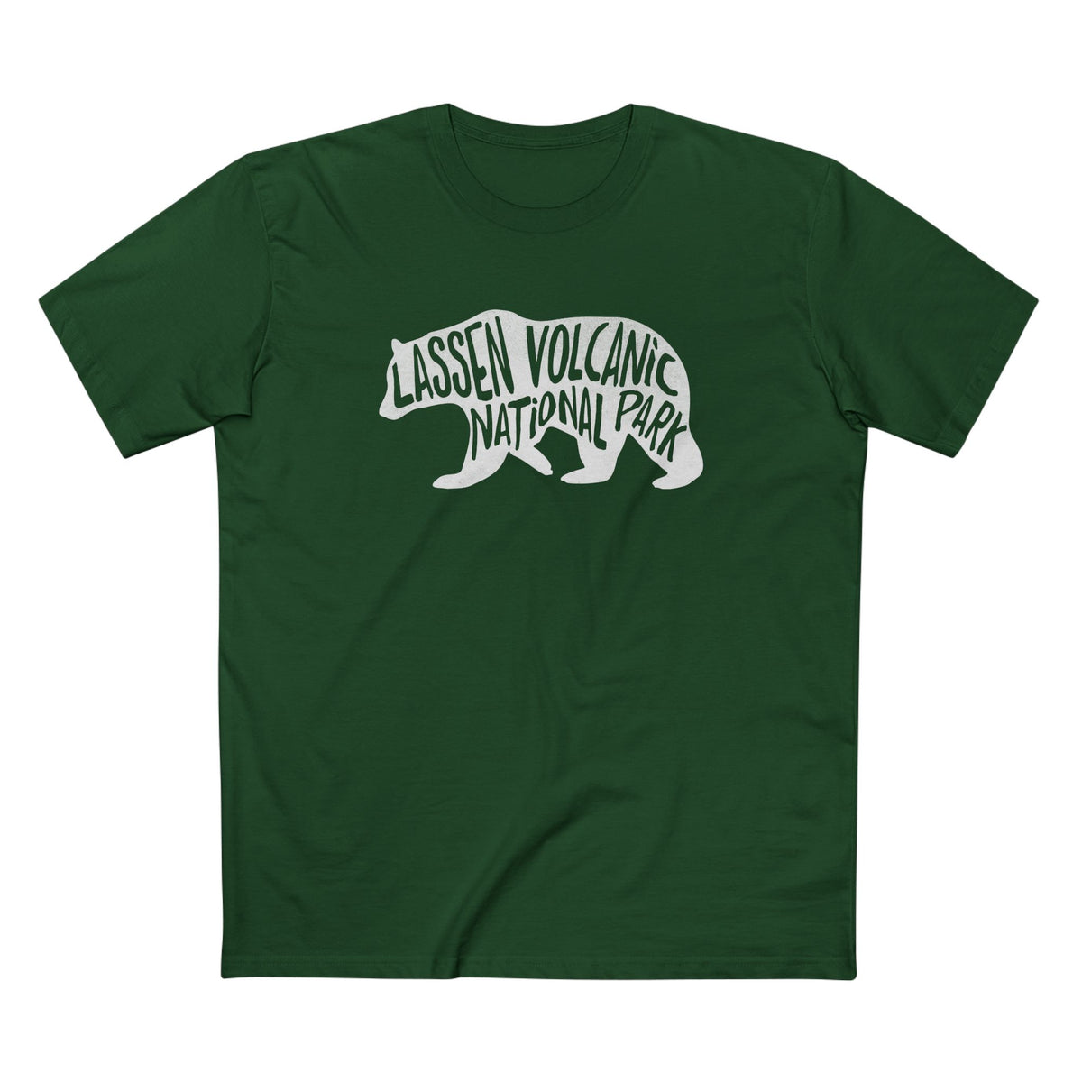 Lassen Volcanic National Park T-Shirt - Black Bear in Forest Green