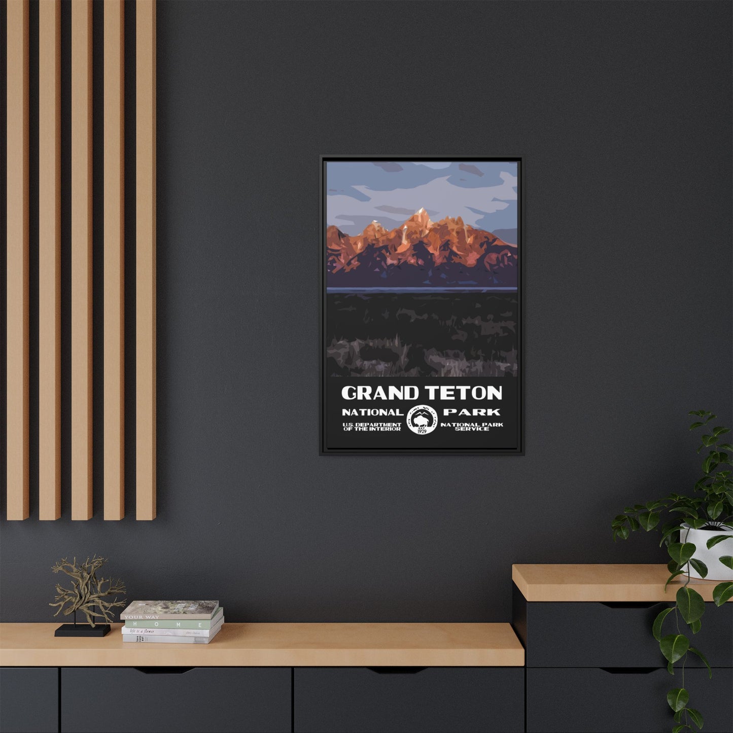 Grand Teton National Park Framed Canvas - WPA Poster