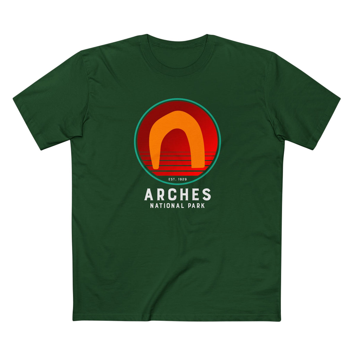 Arches National Park T-Shirt - Delicate Arch Design in Forest Green
