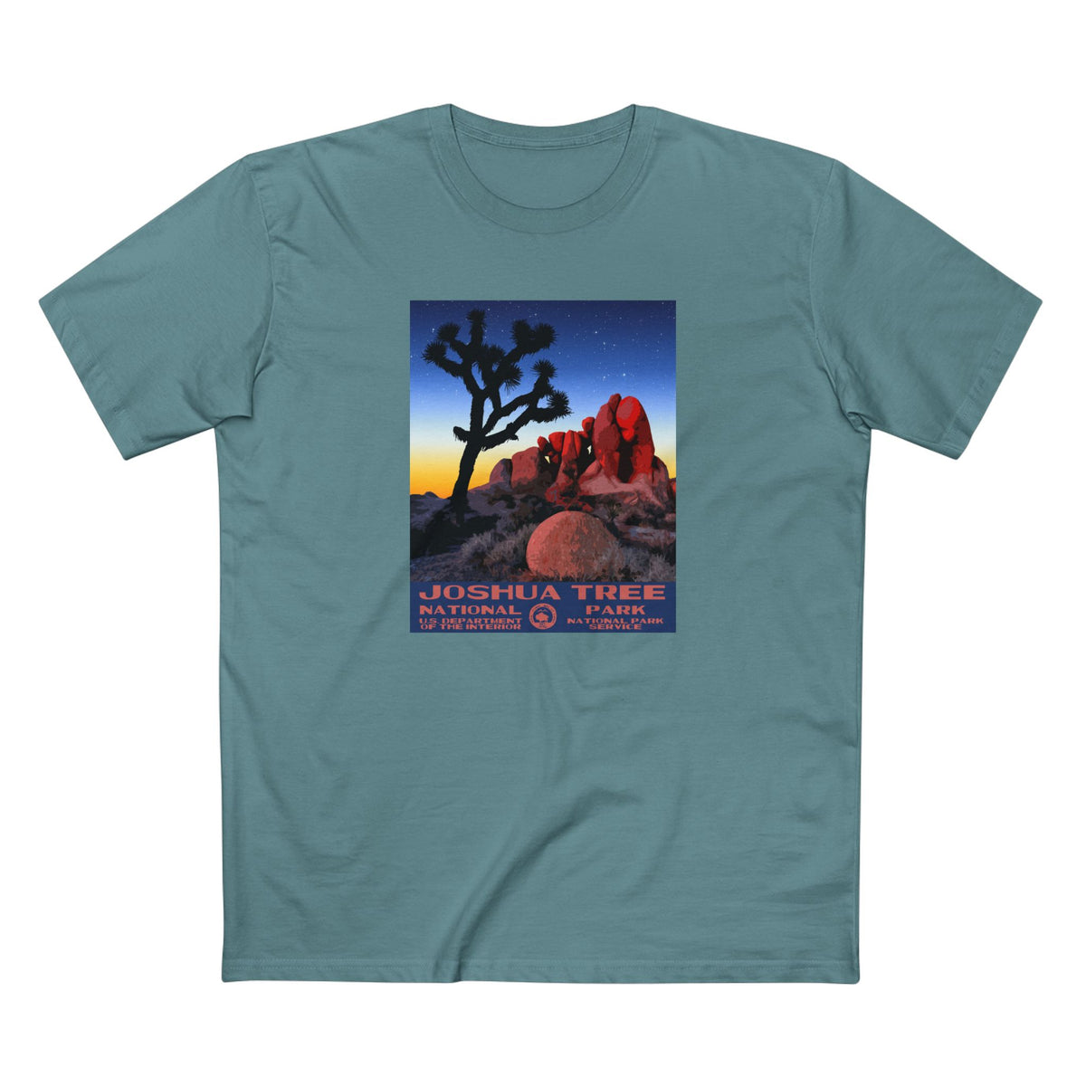 Joshua Tree National Park T-Shirt - Skull Rock WPA in Slate Blue
