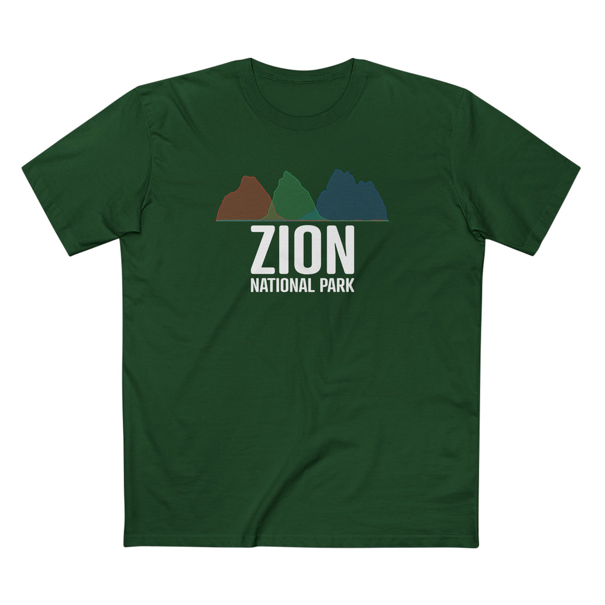 Zion National Park T-Shirt - Histogram Design in Forest Green