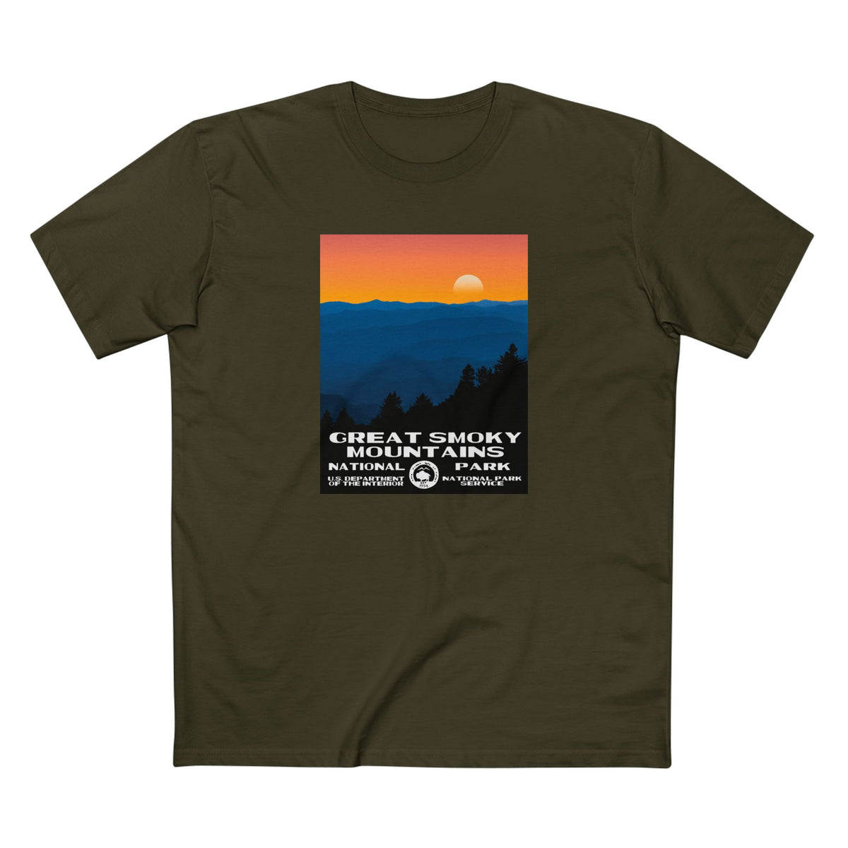 Great Smoky Mountains National Park T-Shirt - WPA Poster Design in Army