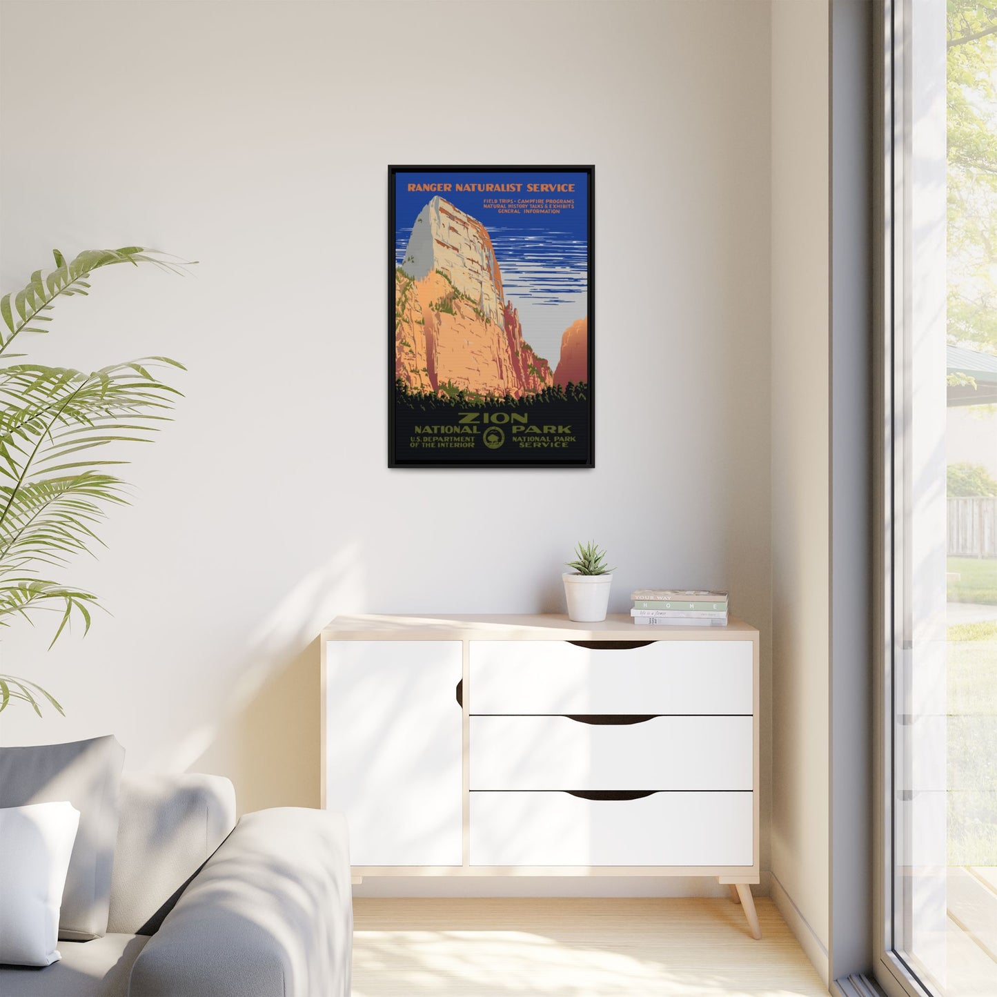 Zion National Park Framed Canvas - WPA Poster