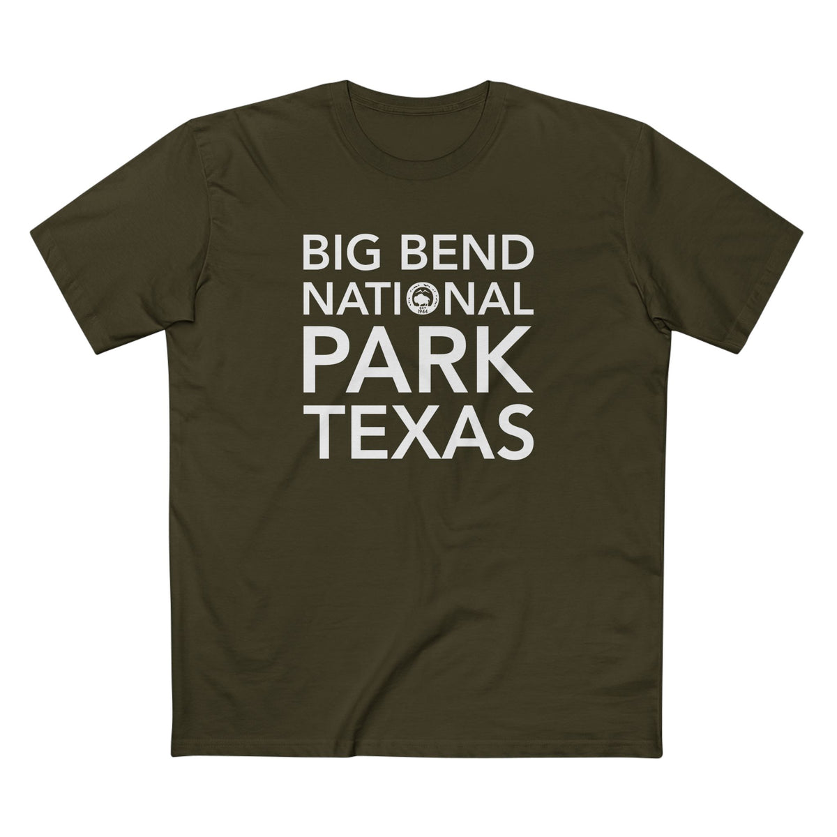 Big Bend National Park T-Shirt Block Text in Army