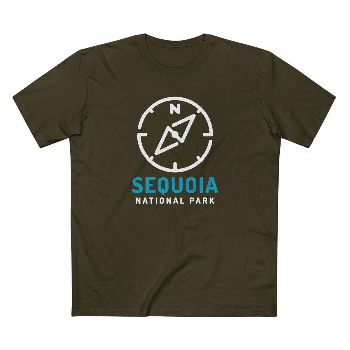 Sequoia National Park T-Shirt Compass Design in Army