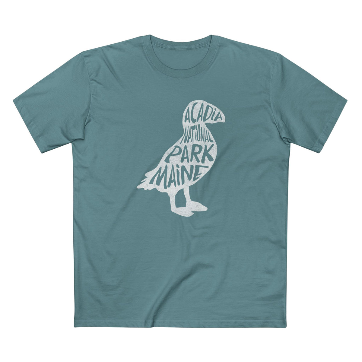 Acadia National Park T-Shirt - Puffin in Slate Blue