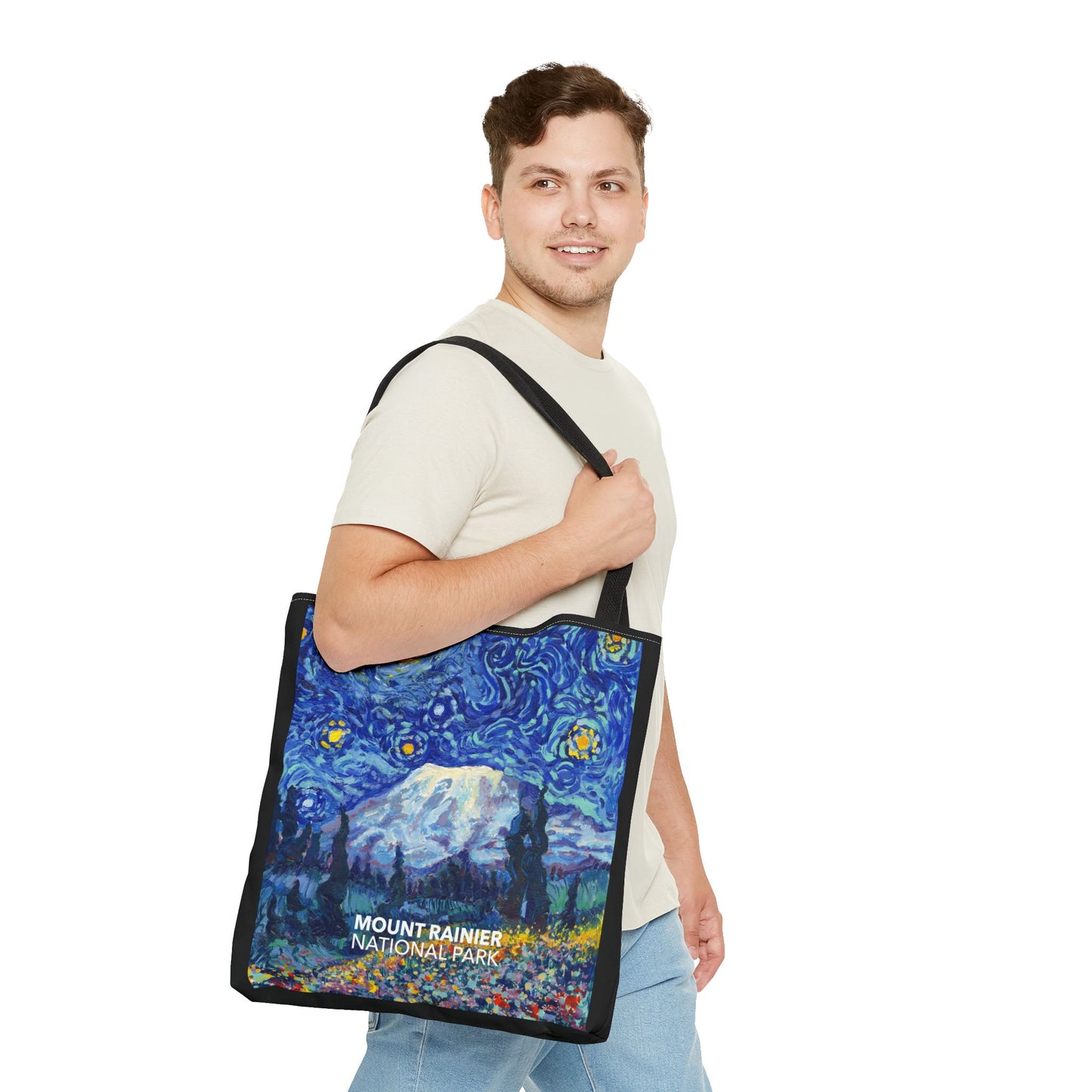 Mount Rainier National Park Tote Bag - The Starry Night Large