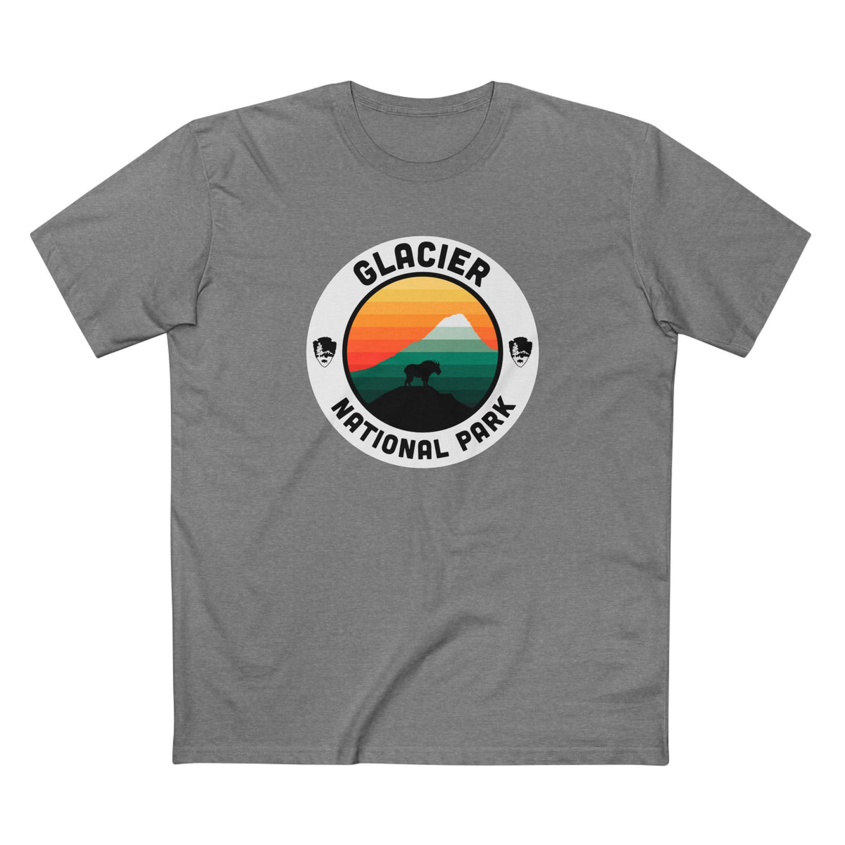 Glacier National Park T-Shirt - Round Badge Design in Athletic Heather