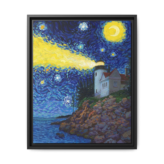 Acadia National Park Framed Canvas - The Starry Night