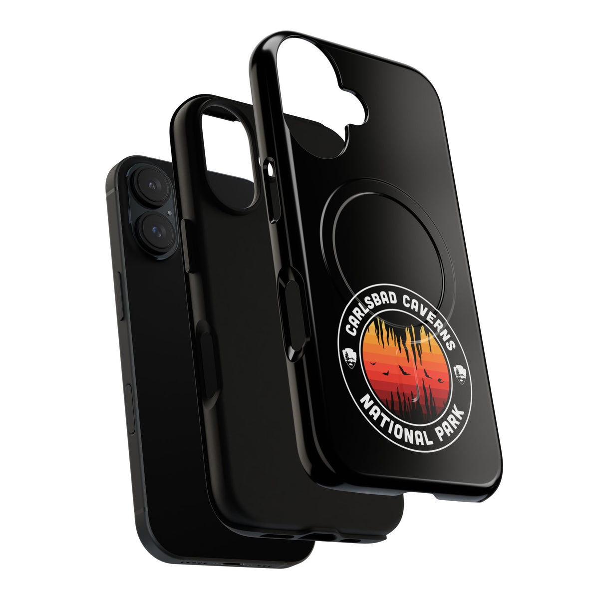 Carlsbad Caverns National Park iPhone Case with MagSafe - Orange Round Emblem Design
