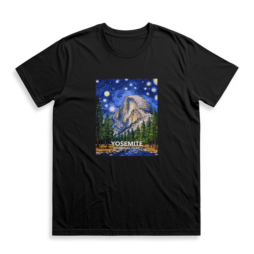 Yosemite National Park T-Shirt - The Starry Night in Black