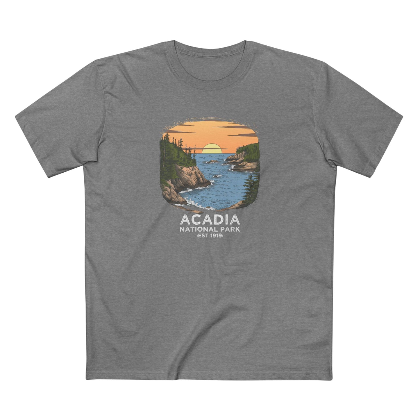 Acadia National Park T-Shirt - Vintage Design in Athletic Heather
