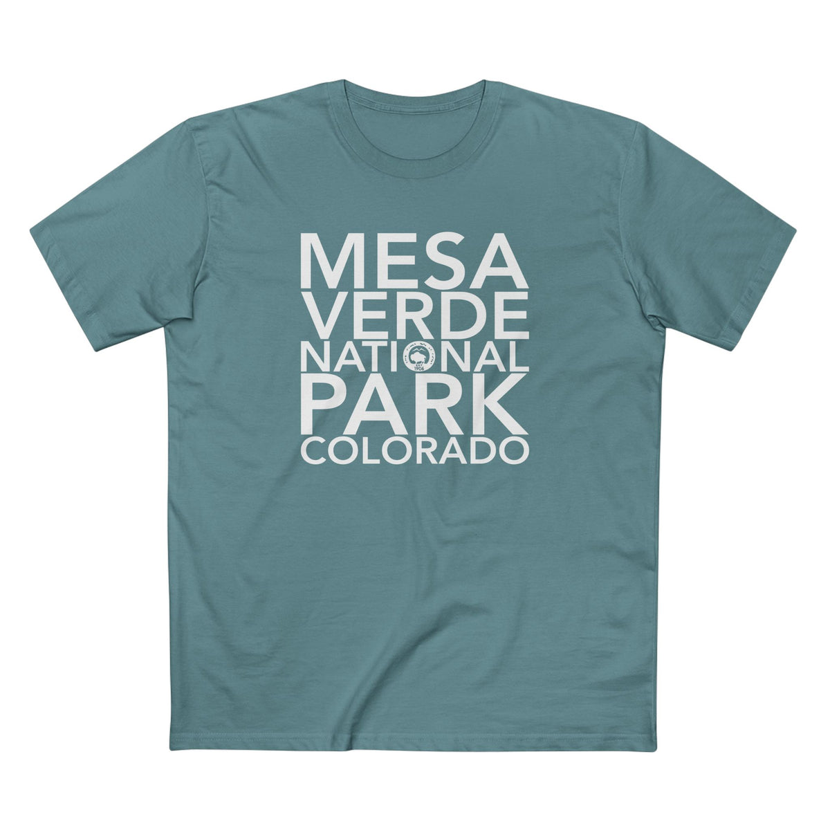 Mesa Verde National Park T-Shirt Block Text in Slate Blue