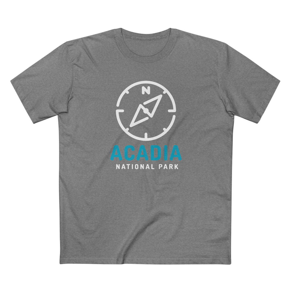 Acadia National Park T-Shirt Compass Design in Athletic Heather