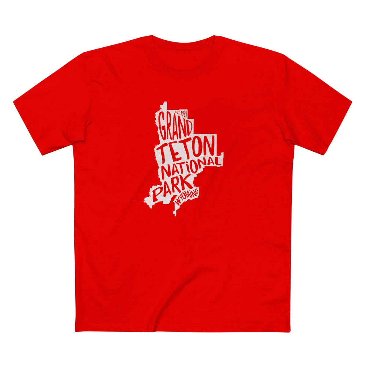 Grand Teton National Park T-Shirt - Map in Red