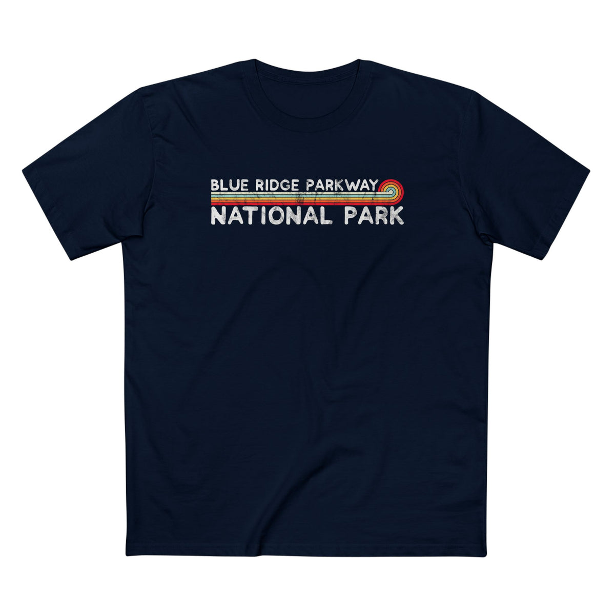 Blue Ridge Parkway T-Shirt - Vintage Stretched Sunrise in Navy