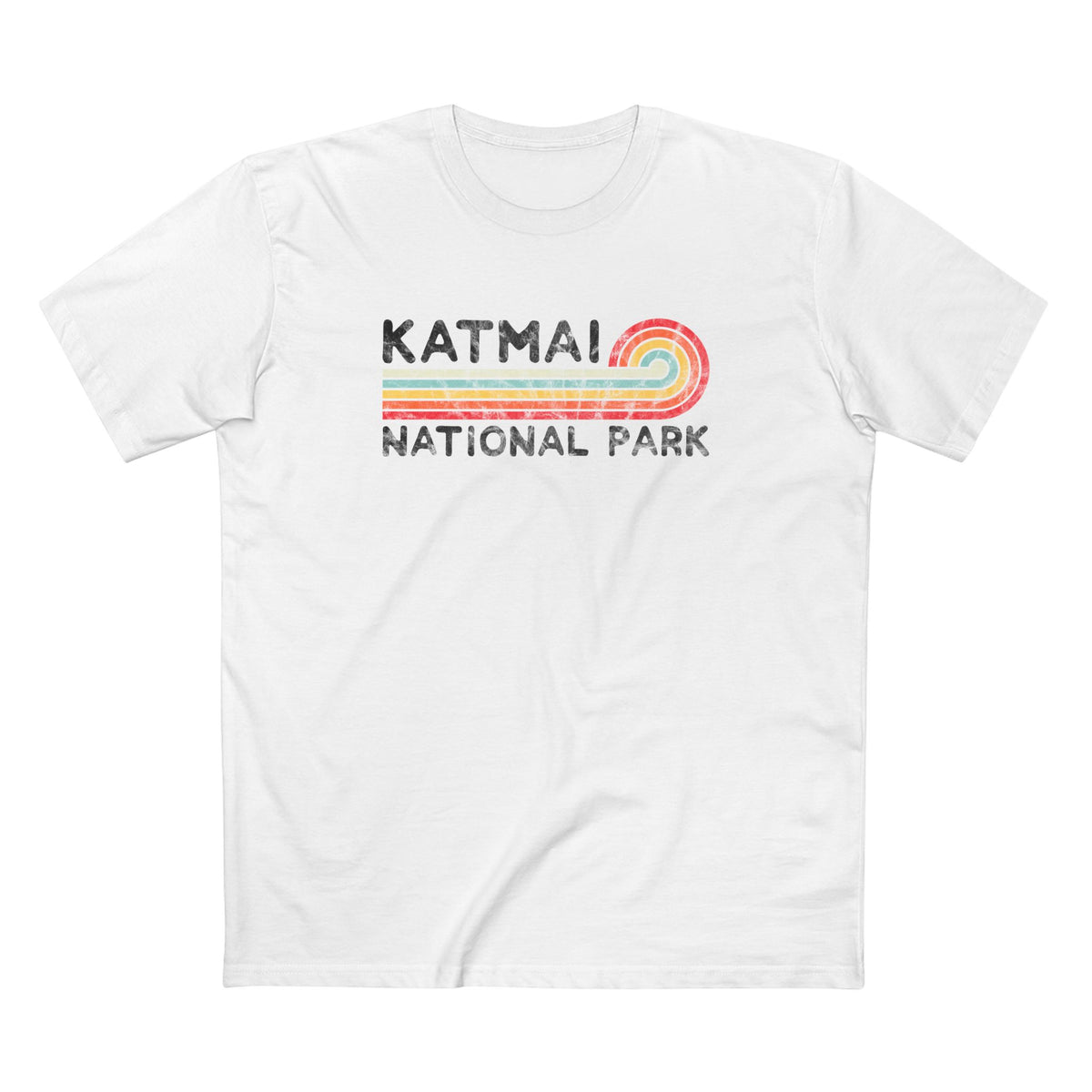 Katmai National Park T-Shirt - Vintage Stretched Sunrise in White