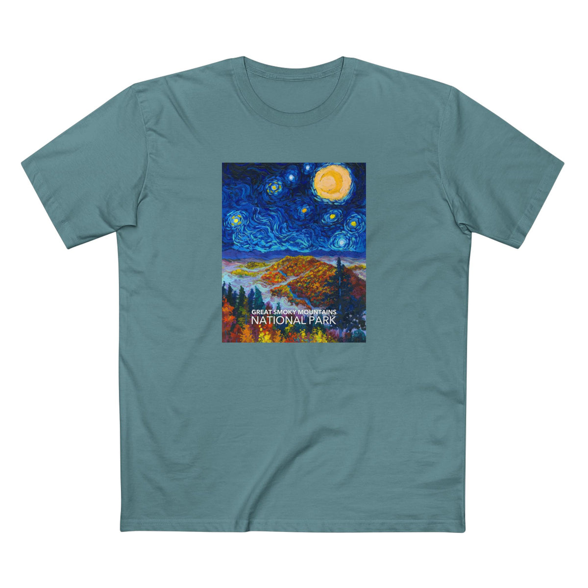 Great Smoky Mountains National Park T-Shirt - The Starry Night in Slate Blue