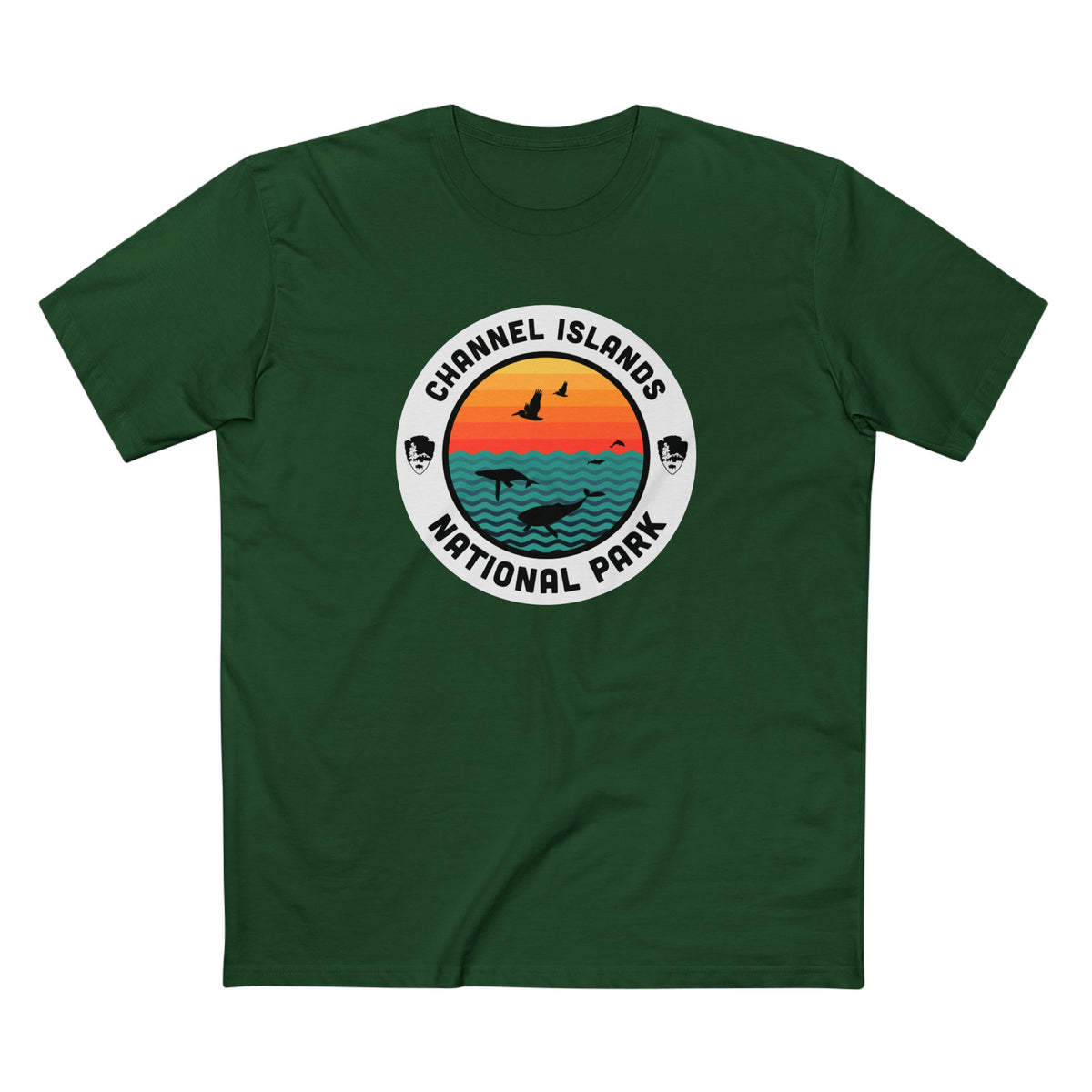 Channel Islands National Park - Round Badge Design in Forest Green