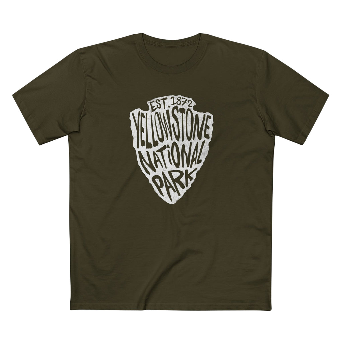 Yellowstone National Park T-Shirt - Arrowhead Design in Army
