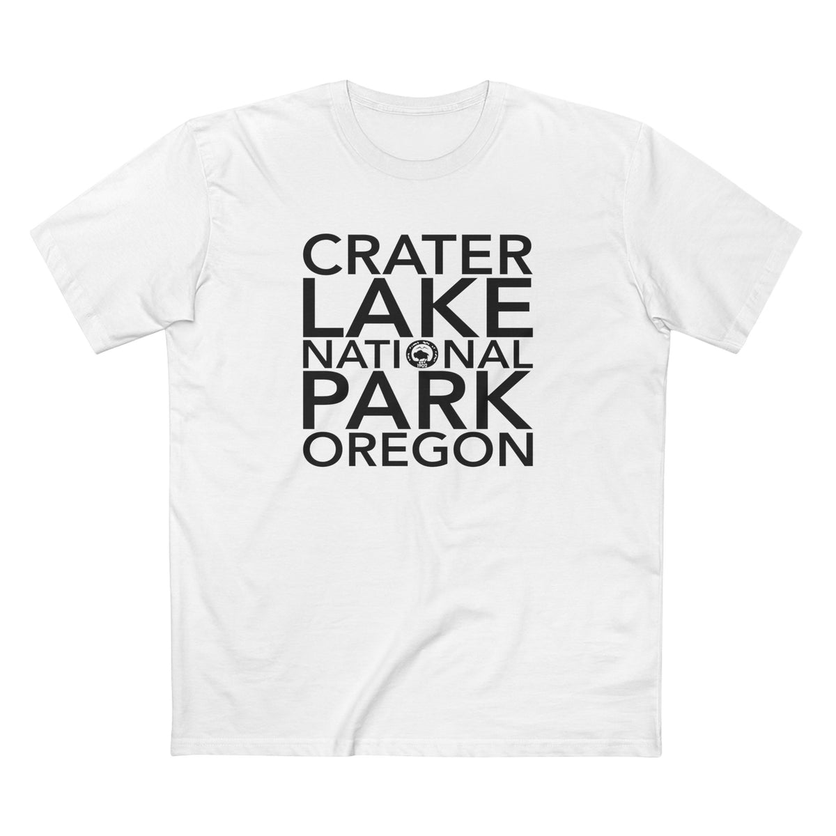 Crater Lake National Park T-Shirt Block Text in White