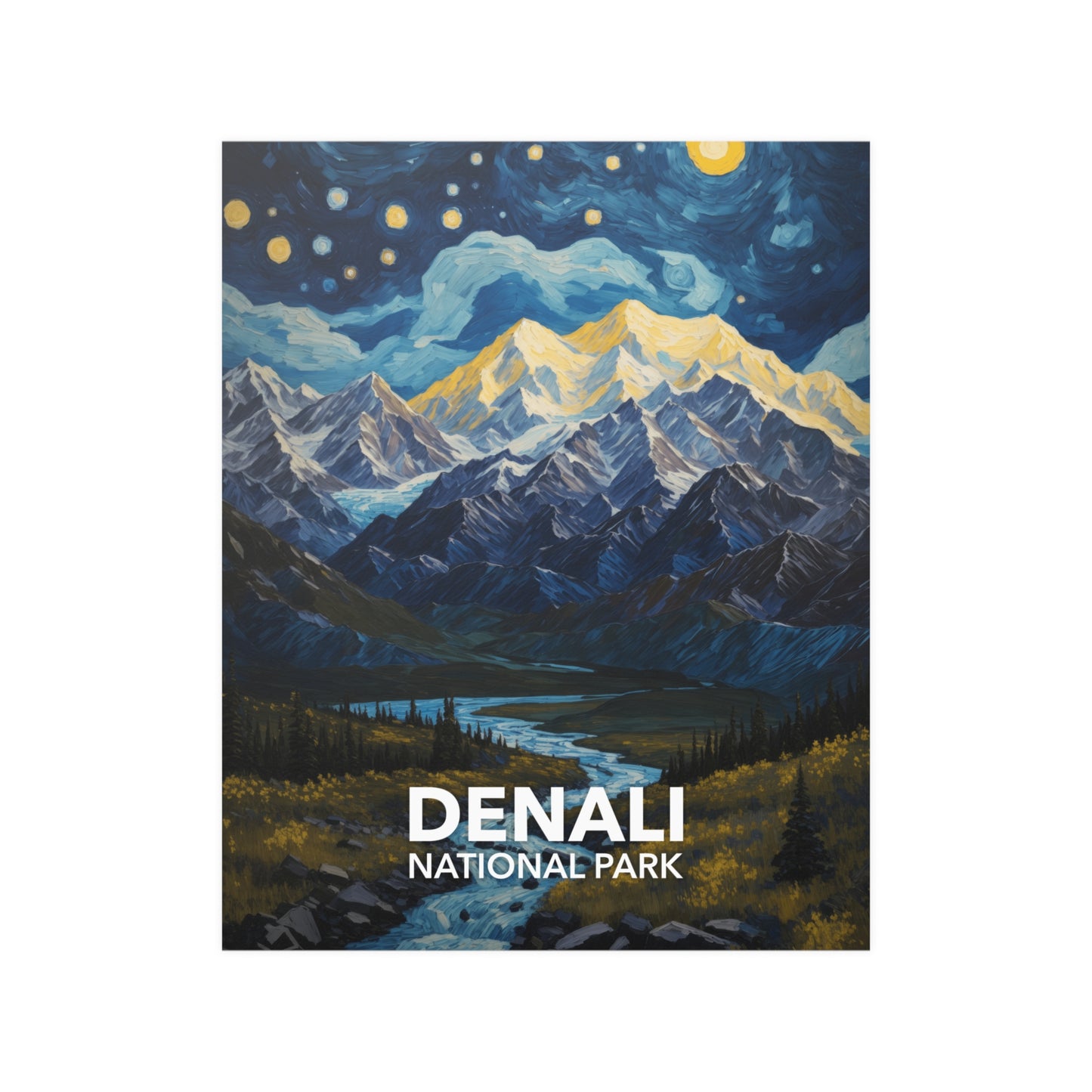 Denali National Park Poster - Starry Night