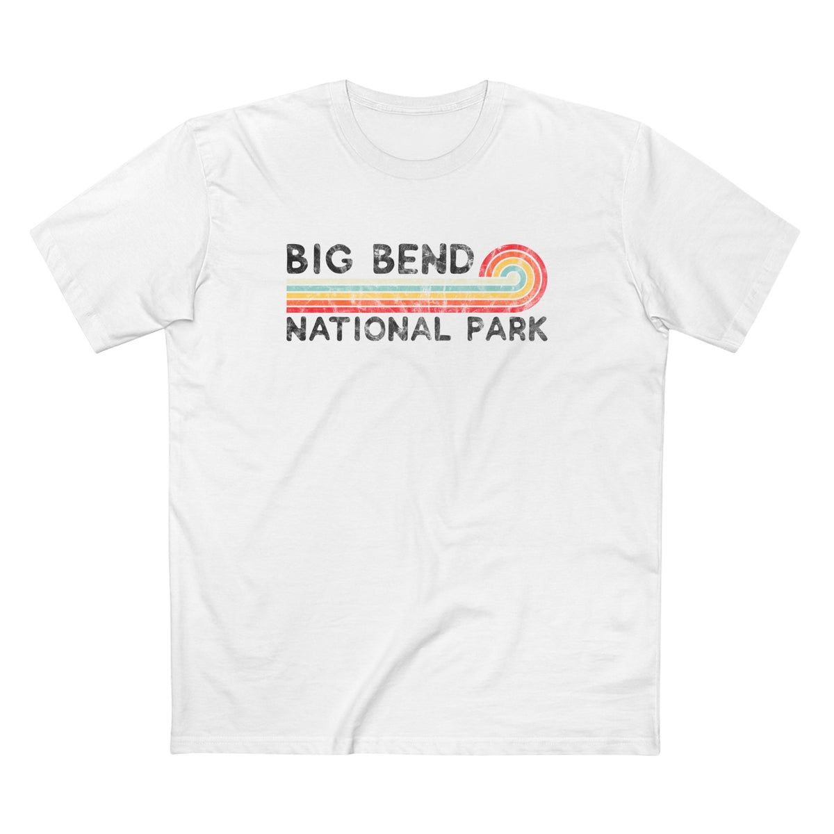 Big Bend National Park T-Shirt - Vintage Stretched Sunrise in White