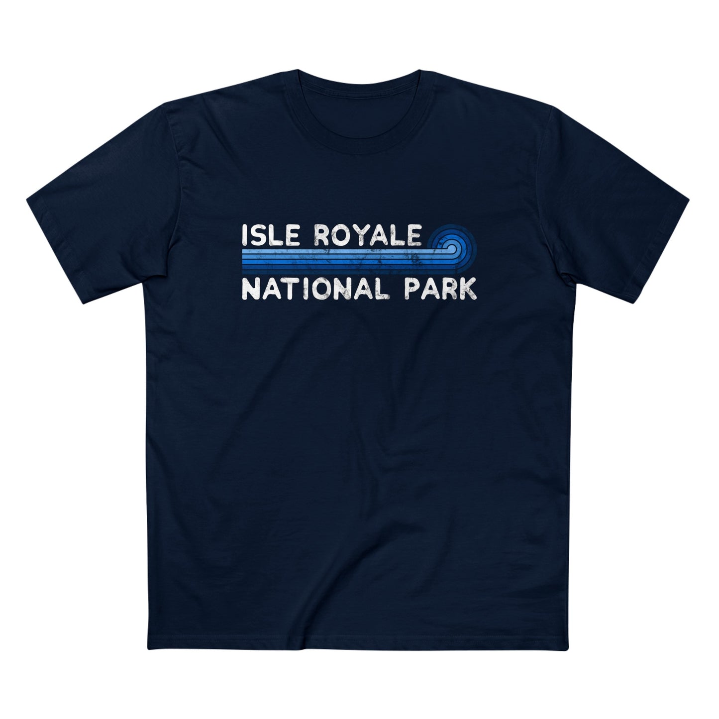 Isle Royale National Park T-Shirt - Blue Vintage Stretched Sunrise