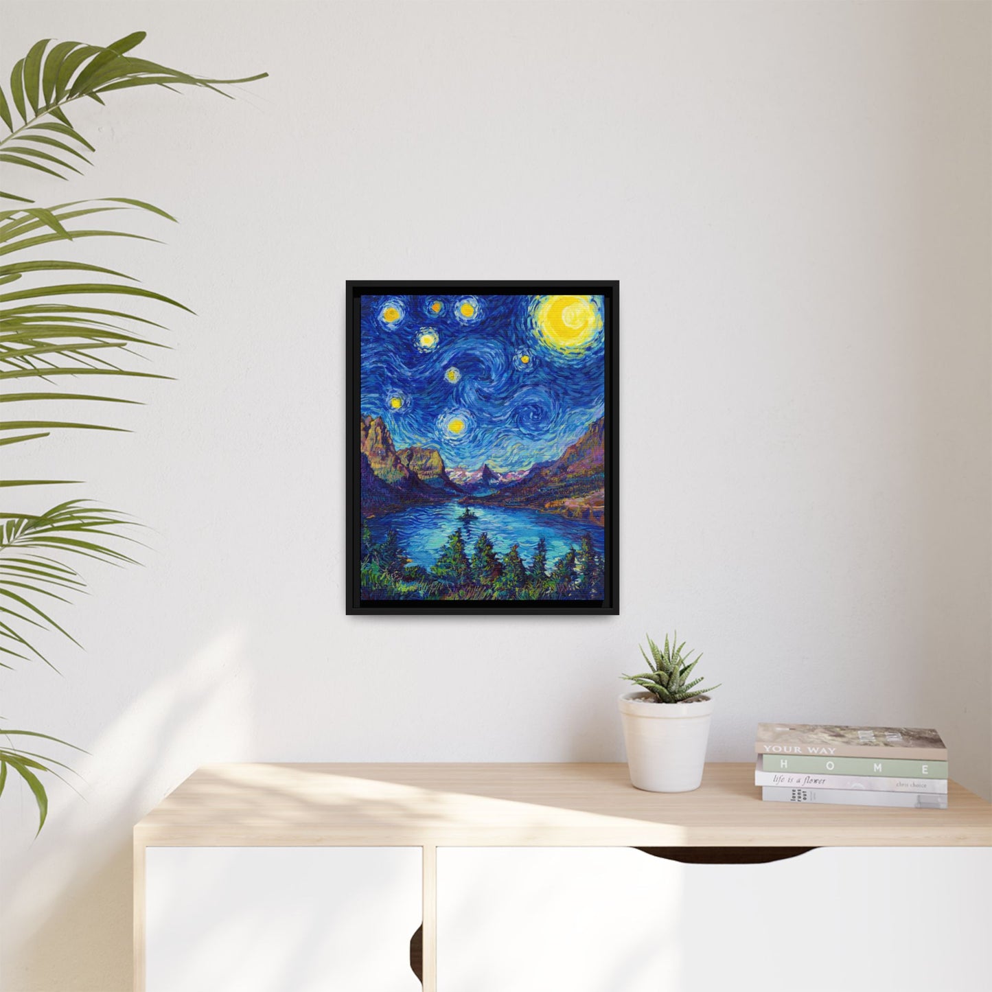 Glacier National Park Framed Canvas - The Starry Night