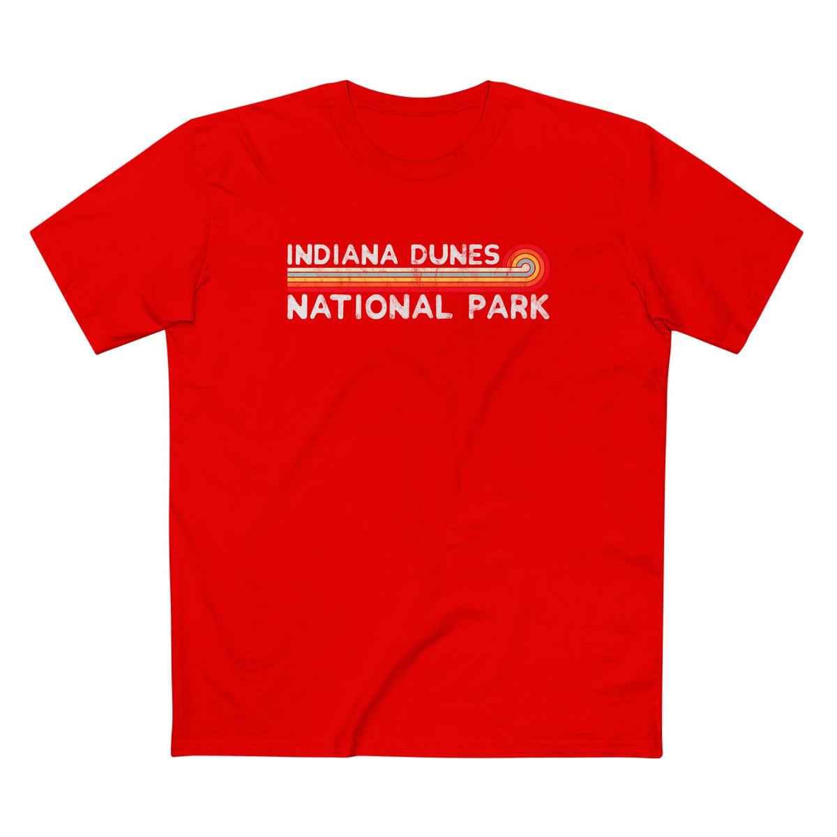 Indiana Dunes National Park T-Shirt - Vintage Stretched Sunrise in Red
