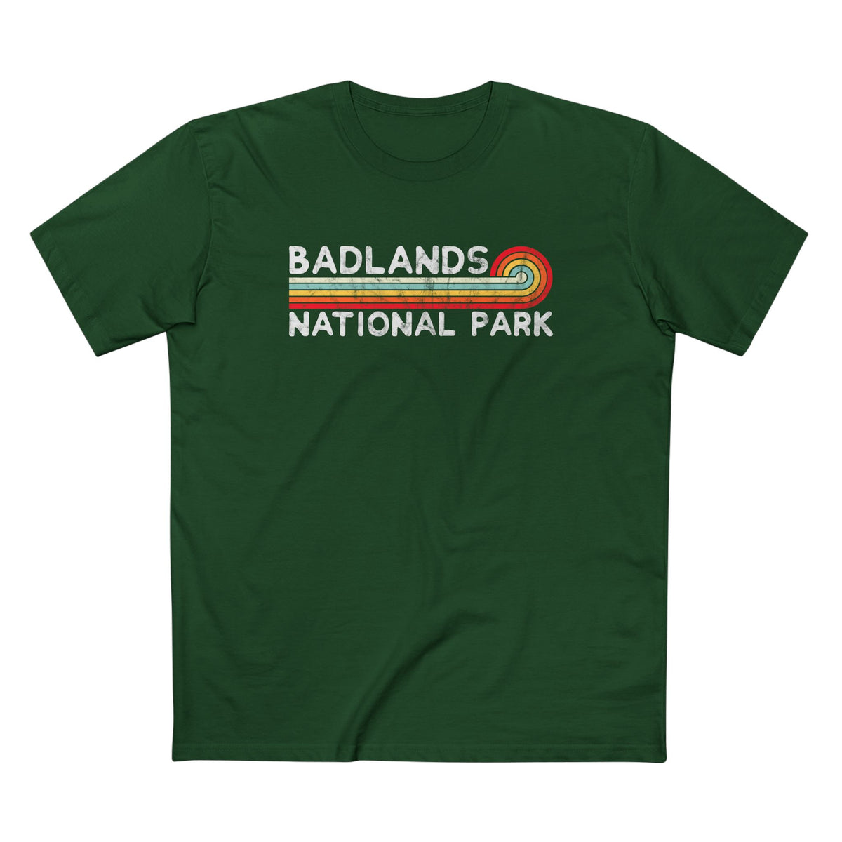 Badlands National Park T-Shirt - Vintage Stretched Sunrise in Forest Green