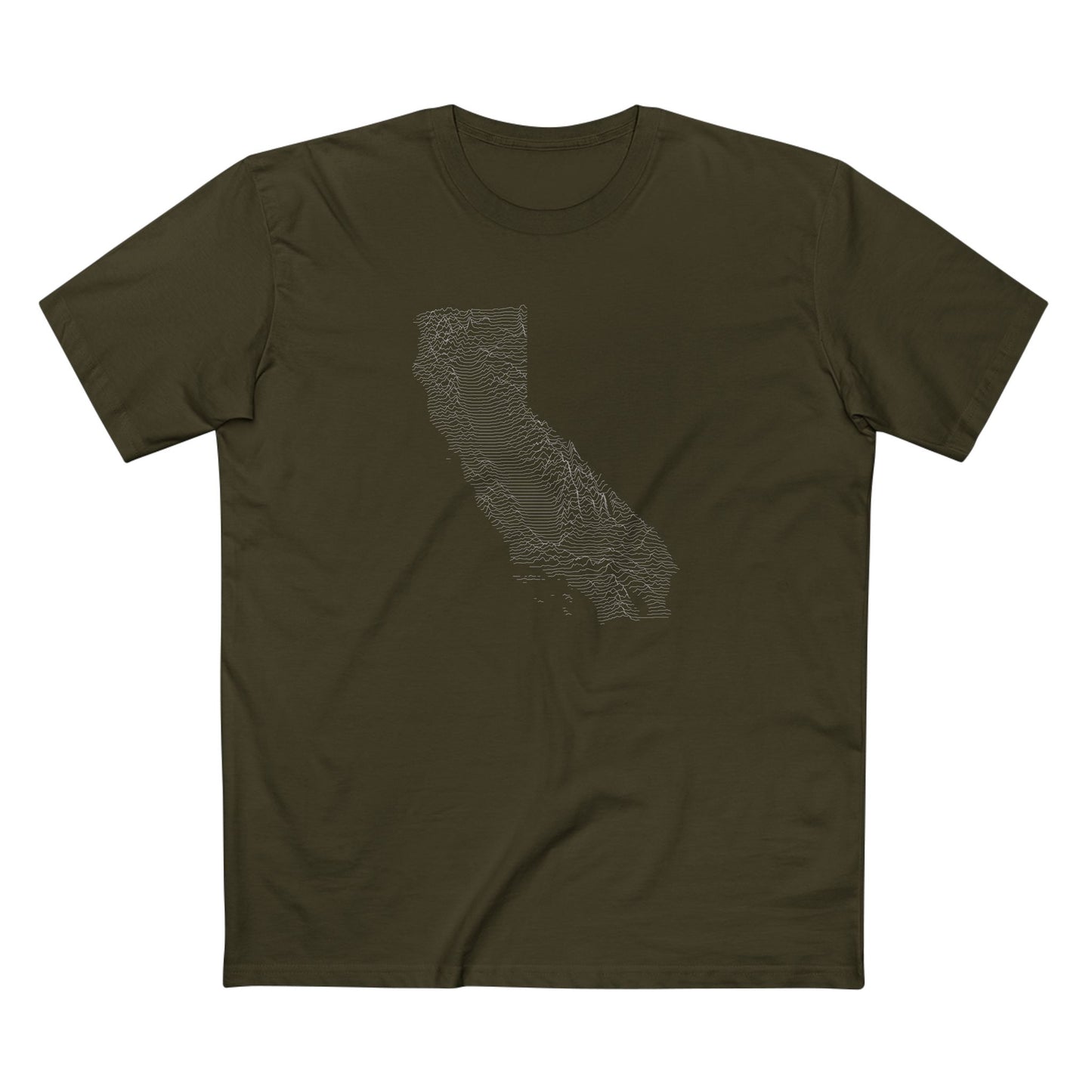 California T-Shirt - Topographical Lines in Army