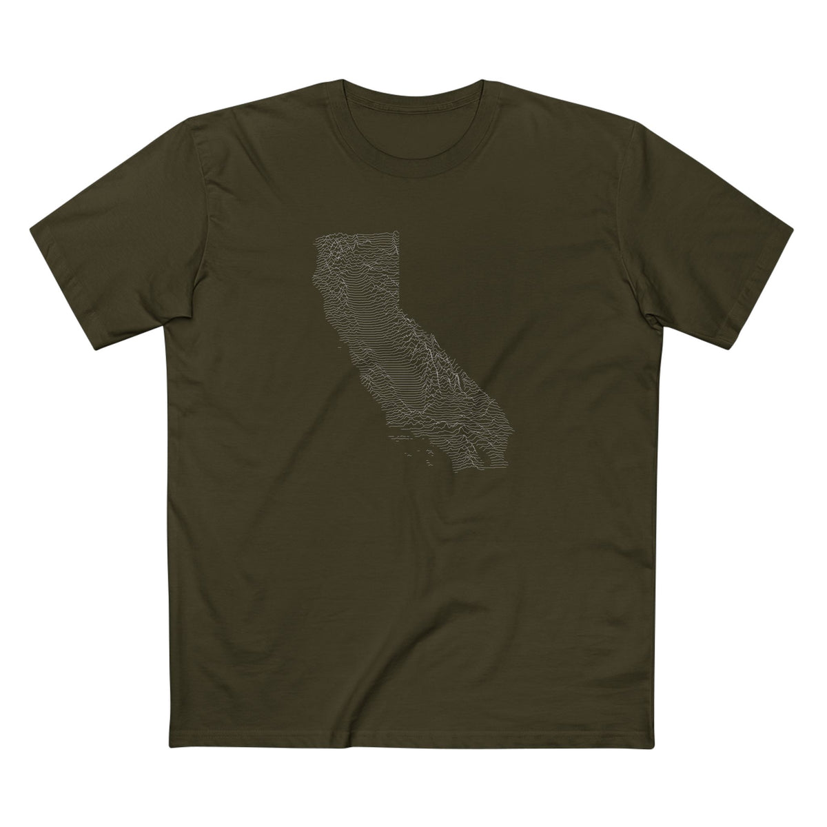 California T-Shirt - Topographical Lines in Army