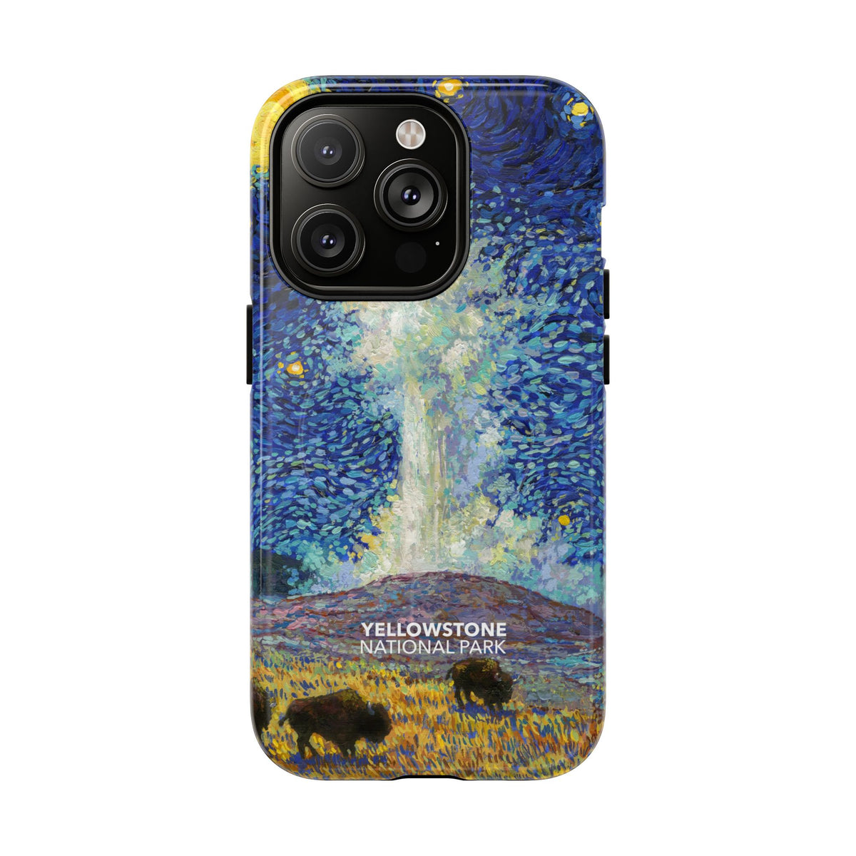 Yellowstone National Park iPhone Case with MagSafe - Old Faithful Starry Night