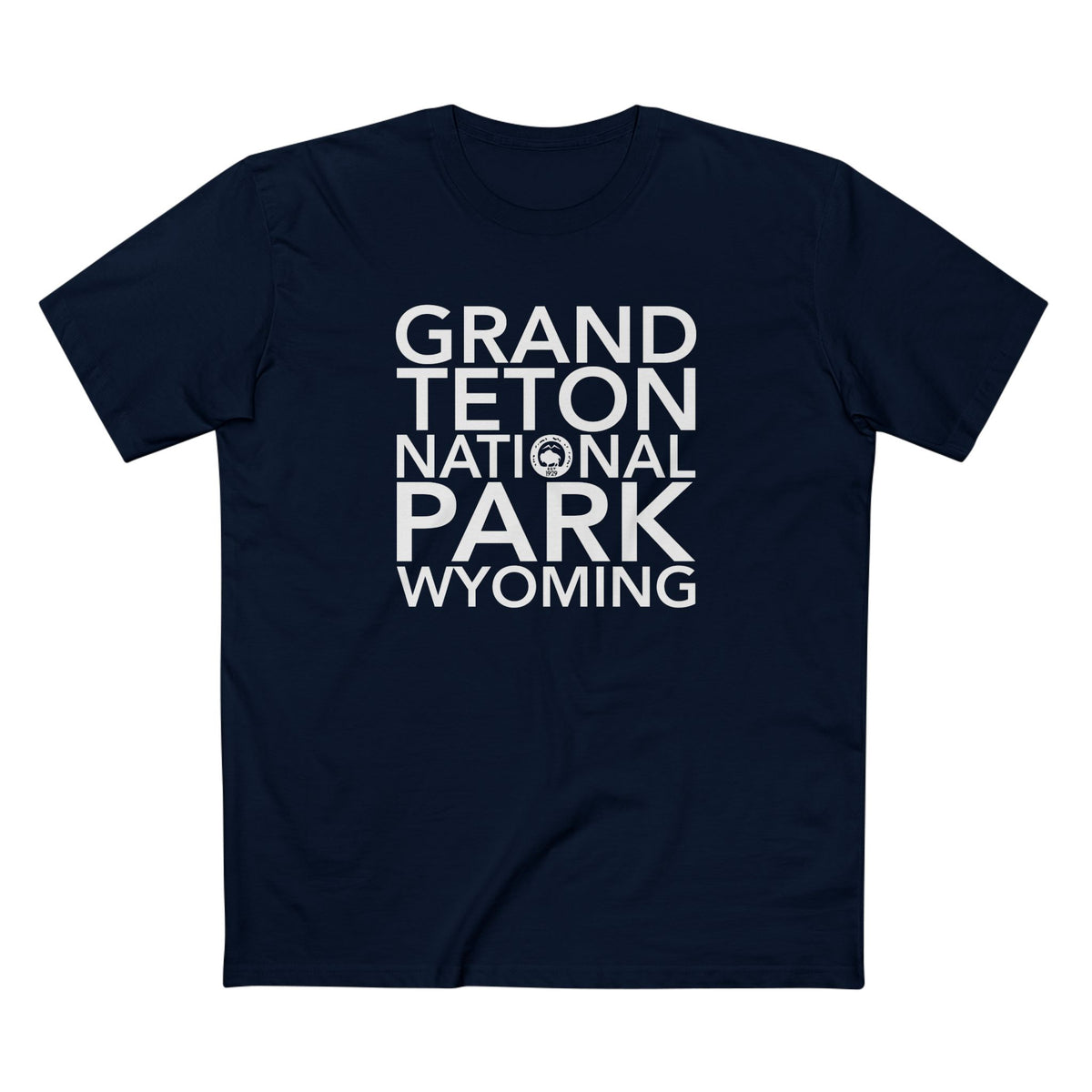 Grand Teton National Park T-Shirt Block Text in Navy