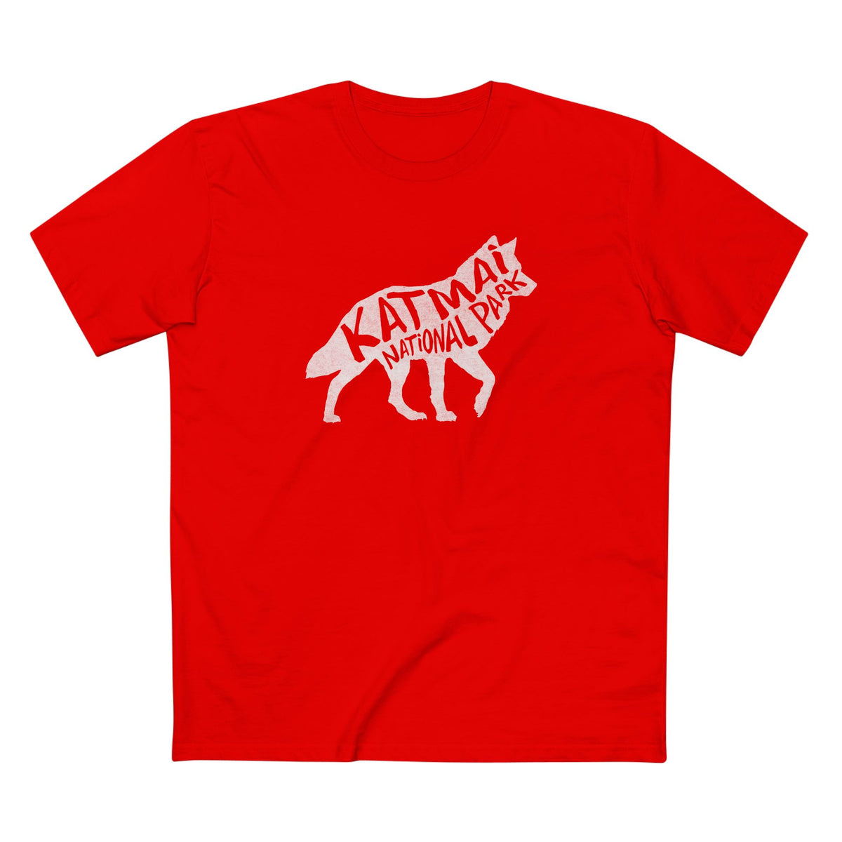 Katmai National Park T-Shirt - Gray Wolf in Red