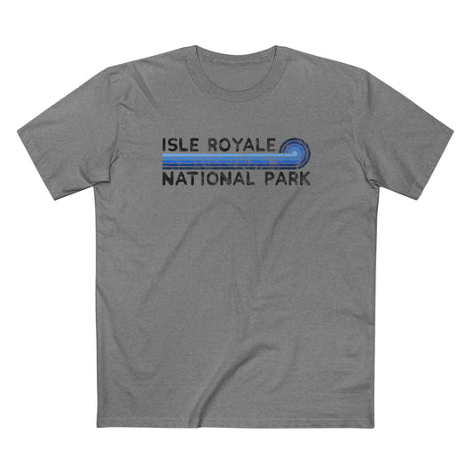 Isle Royale National Park T-Shirt - Blue Vintage Stretched Sunrise in Athletic Heather